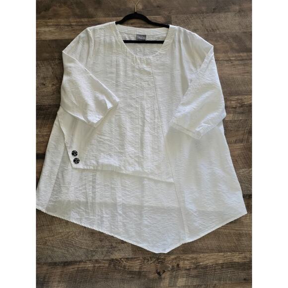 Niche Tops - NICHE Nilgun Derman $148 Solid White Scoop Neck Lagenlook Top Size 1X 3Q…